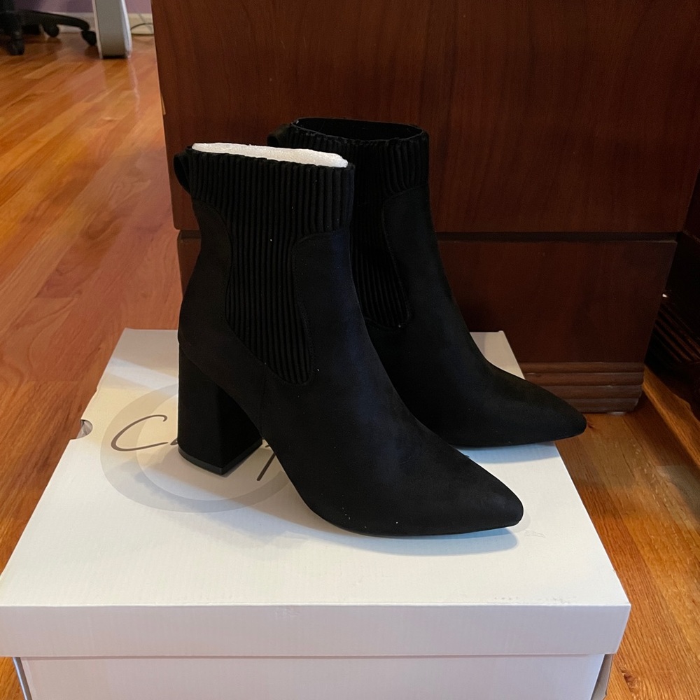 Brand new black suede booties